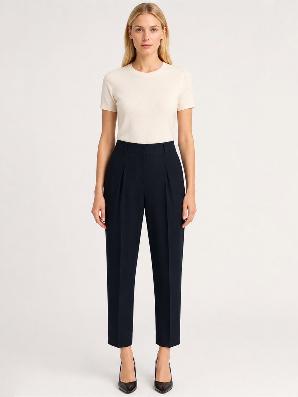 Diane von Furstenberg DVF Dani Pleated Straight Leg Black Pants Trousers Size 6